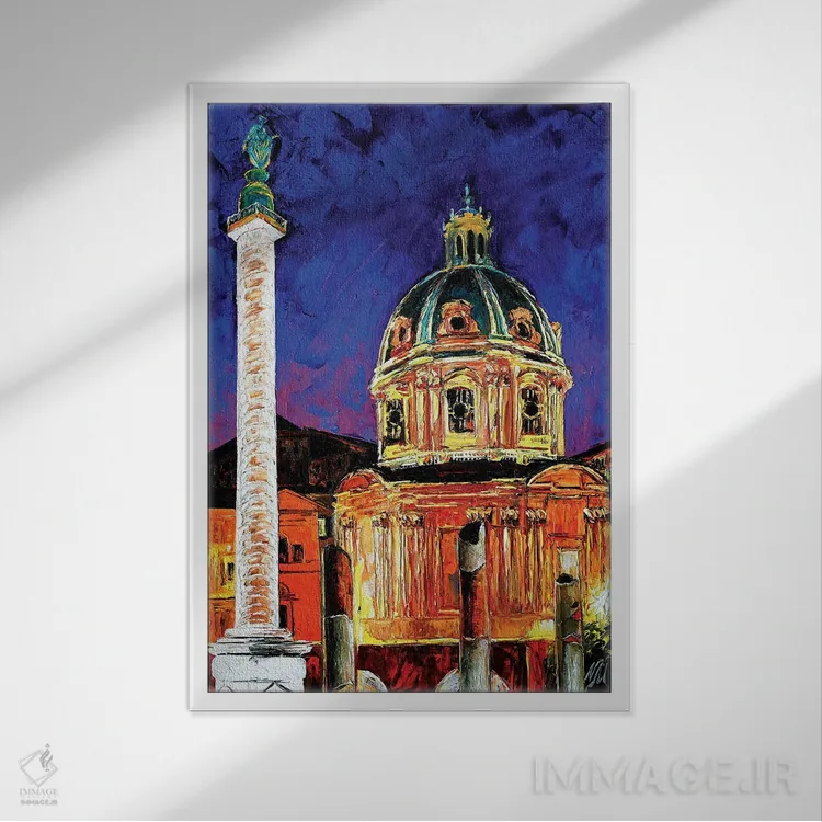 تابلو دکوراتیو ستون تراجان اثر ناتاشا میلیوس - نمای قابدار سفید