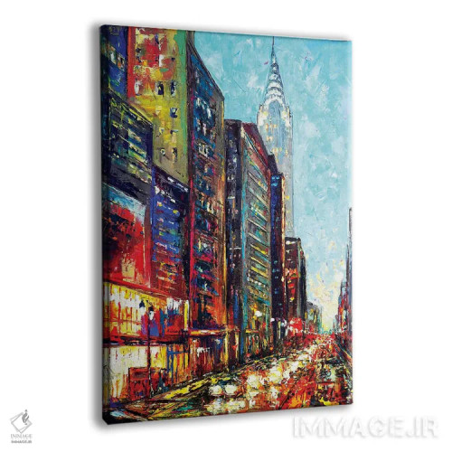 تابلو دکوراتیو نمایی با ساختمان کرایسلر اثر ناتاشا میلیوس - نمای پرسپکتیو محصول