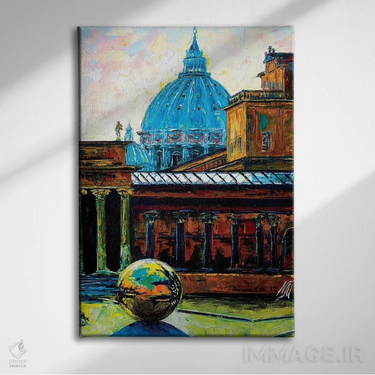 تابلو دکوراتیو گوی درون گوی در باغ پینیا رم اثر ناتاشا میلیوس - نمای روبهرو روی دیوار