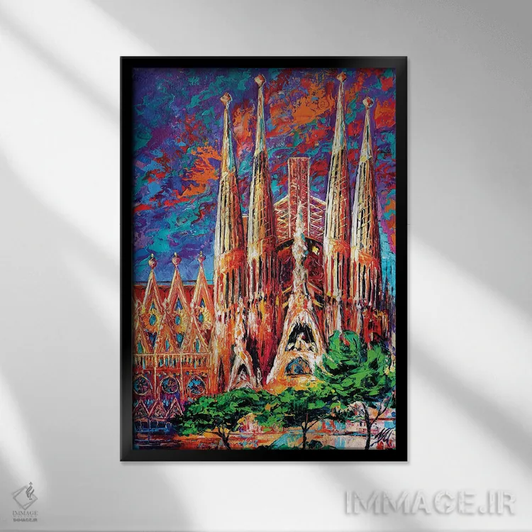 تابلو انتزاعی لا ساگرادا فامیلیا اثر ناتاشا میلیوس - نمای قابدار مشکی