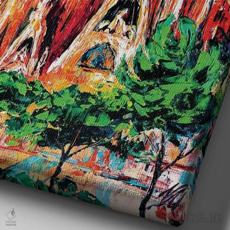 تابلو انتزاعی لا ساگرادا فامیلیا اثر ناتاشا میلیوس - نمای نزدیک بافت بوم