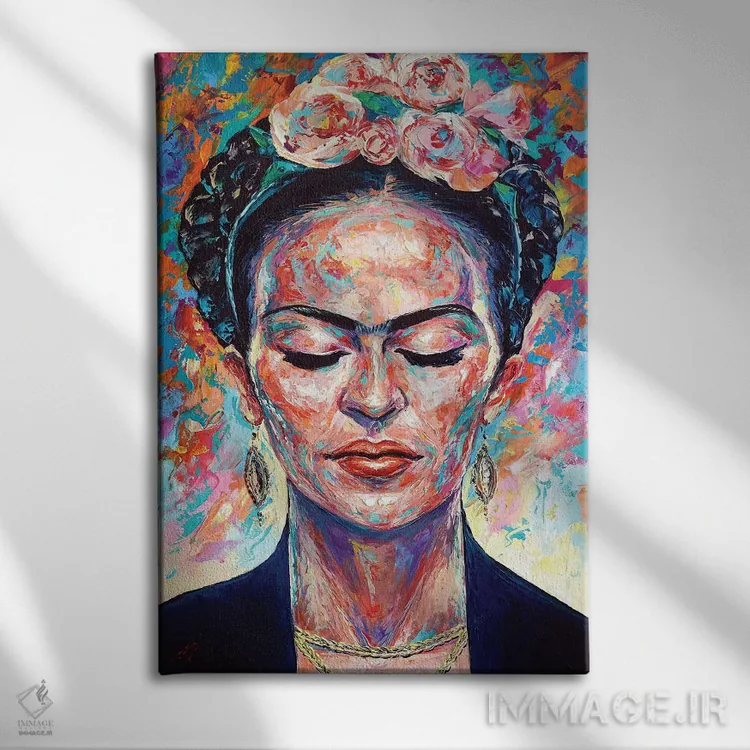 تابلو انتزاعی فریدا کالو اثر ناتاشا میلیوس - نمای روبهرو روی دیوار