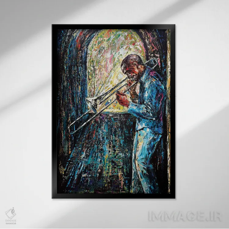 تابلو دکوراتیو صبح آبی و ملایم اثر ناتاشا میلیوس - نمای قابدار مشکی