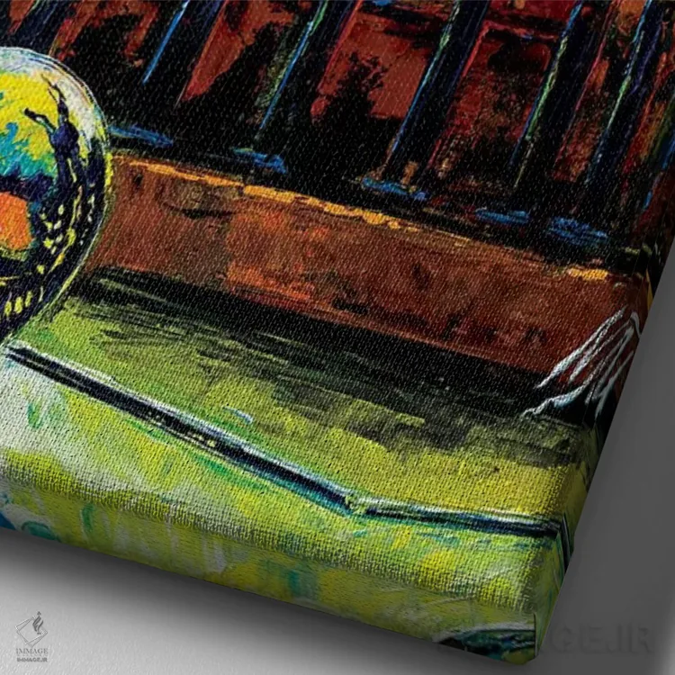 تابلو دکوراتیو گوی درون گوی در باغ پینیا رم اثر ناتاشا میلیوس - نمای نزدیک بافت بوم