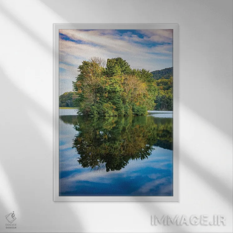 تابلو دکوراتیو Peaks Of Otter, Blue Ridge Parkway, Smoky Mountains, USA.,انعک… اثر آنا میلر - نمای قابدار سفید