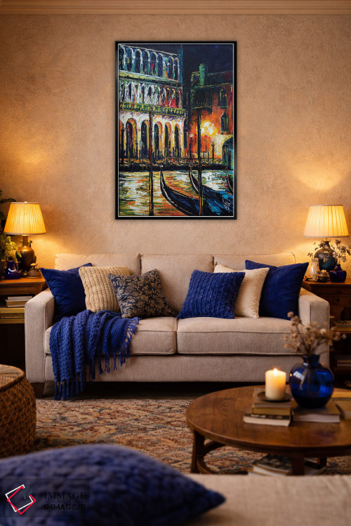 تابلو دکوراتیو ونیز؛ کانال بزرگ در شب اثر ناتاشا میلیوس - D5B