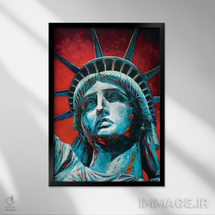 تابلو دکوراتیو تاج مجسمه آزادی اثر ناتاشا میلیوس - نمای قابدار مشکی