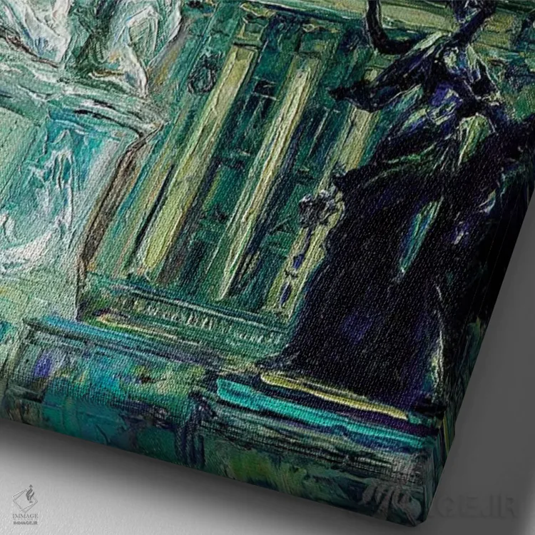 تابلو دکوراتیو کاخ باکینگهام اثر ناتاشا میلیوس - نمای نزدیک بافت بوم