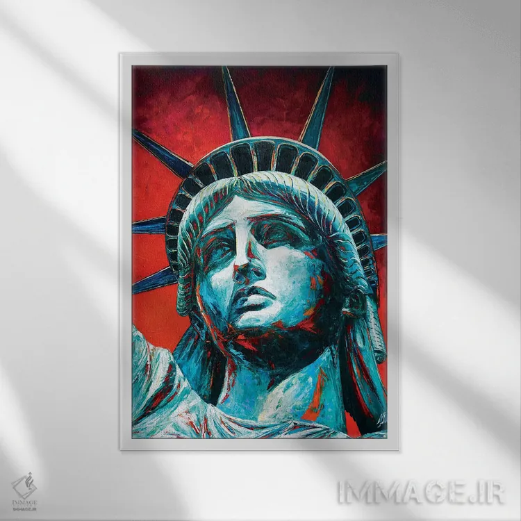 تابلو دکوراتیو تاج مجسمه آزادی اثر ناتاشا میلیوس - نمای قابدار سفید