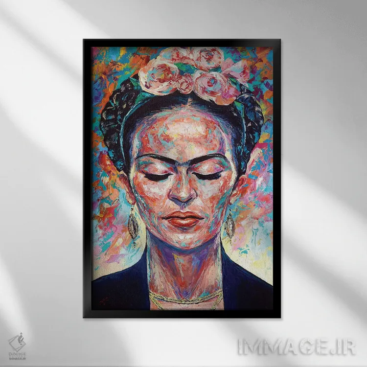 تابلو انتزاعی فریدا کالو اثر ناتاشا میلیوس - نمای قابدار مشکی