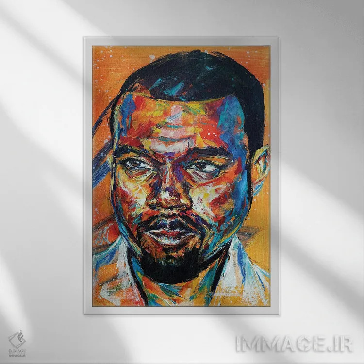 تابلو دکوراتیو کانیه وست اثر ناتاشا میلیوس - نمای قابدار سفید