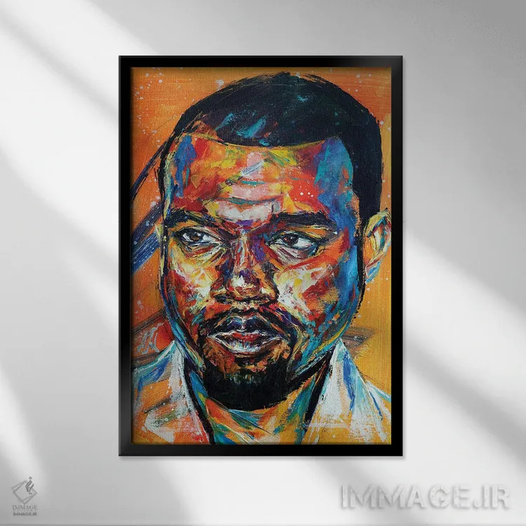 تابلو دکوراتیو کانیه وست اثر ناتاشا میلیوس - نمای قابدار مشکی