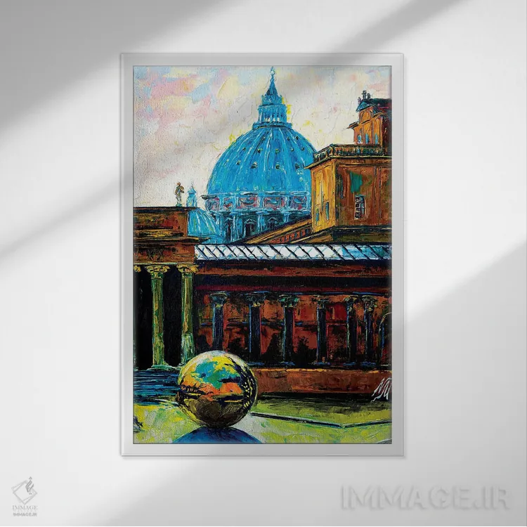 تابلو دکوراتیو گوی درون گوی در باغ پینیا رم اثر ناتاشا میلیوس - نمای قابدار سفید