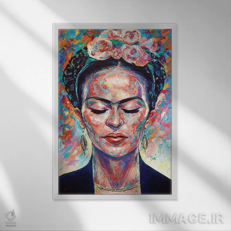 تابلو انتزاعی فریدا کالو اثر ناتاشا میلیوس - نمای قابدار سفید