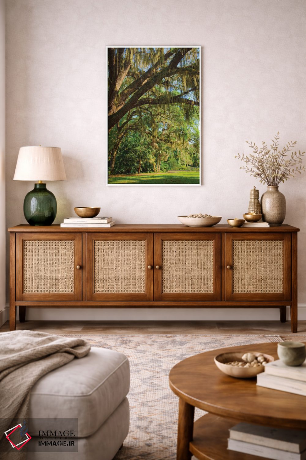 تابلو دکوراتیو Florida. Tropical garden with palm trees and living oak covere… اثر آنا میلر - D1W