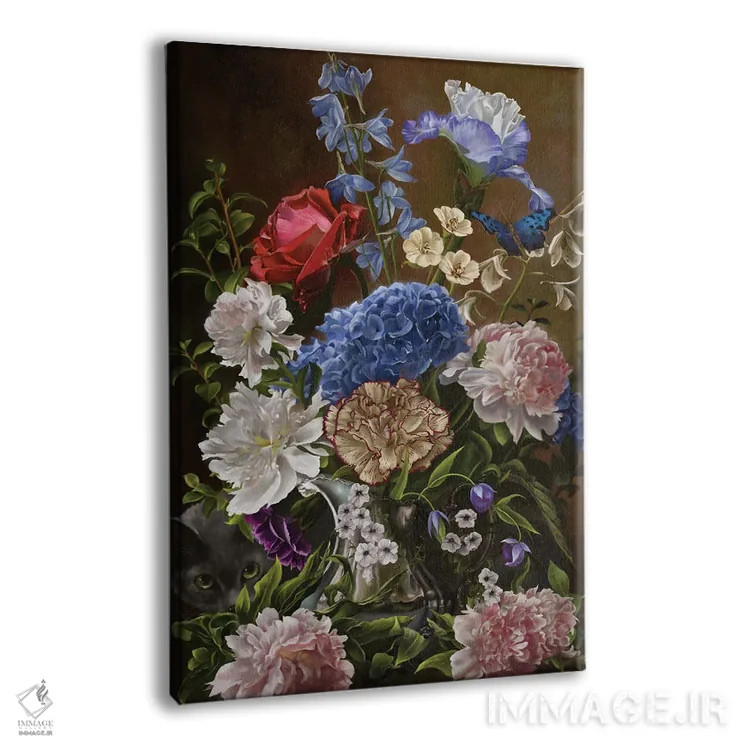 تابلو دکوراتیو دسته گل در آبی اثر نه نه توماس - نمای پرسپکتیو محصول