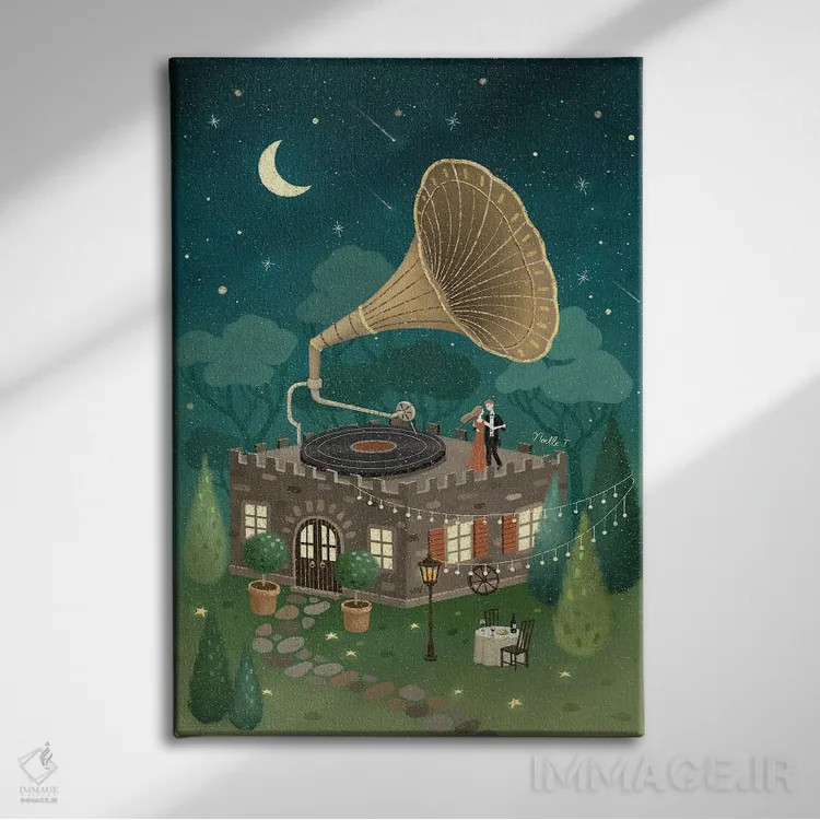 تابلو دکوراتیو رقص زیر ستارگان اثر نوئل. تی - نمای روبهرو روی دیوار