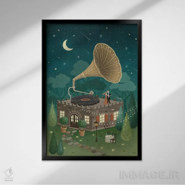 تابلو دکوراتیو رقص زیر ستارگان اثر نوئل. تی - نمای قابدار مشکی