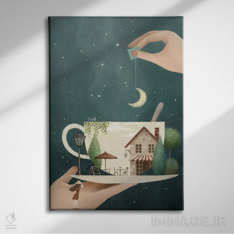 تابلو دکوراتیو یک فنجان رویا اثر نوئل. تی - نمای روبهرو روی دیوار