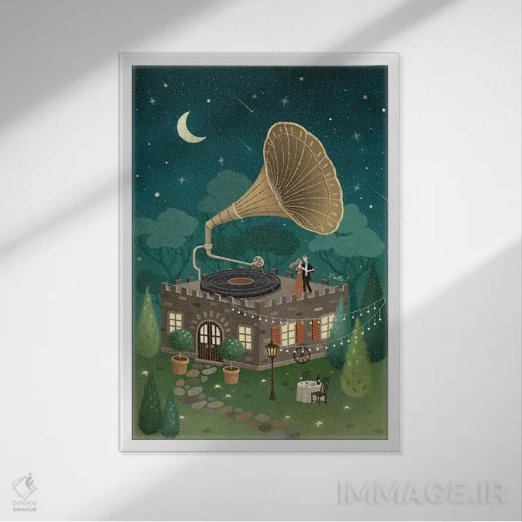 تابلو دکوراتیو رقص زیر ستارگان اثر نوئل. تی - نمای قابدار سفید