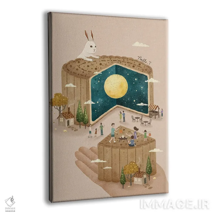 تابلو دکوراتیو جشن کیک ماه اثر نوئل. تی - نمای پرسپکتیو محصول