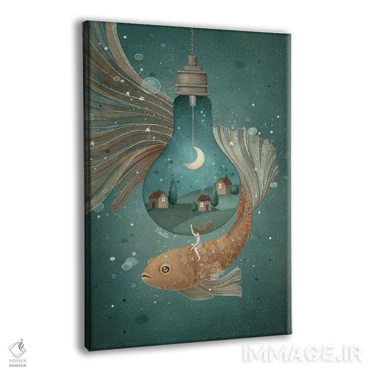 تابلو دکوراتیو مسافر مهتابی اثر نوئل. تی - نمای پرسپکتیو محصول