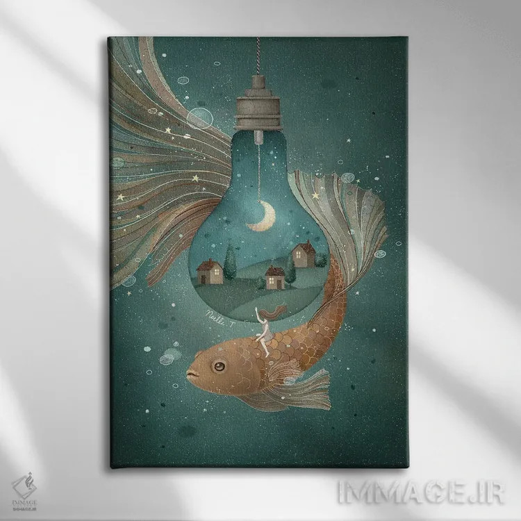 تابلو دکوراتیو مسافر مهتابی اثر نوئل. تی - نمای روبهرو روی دیوار