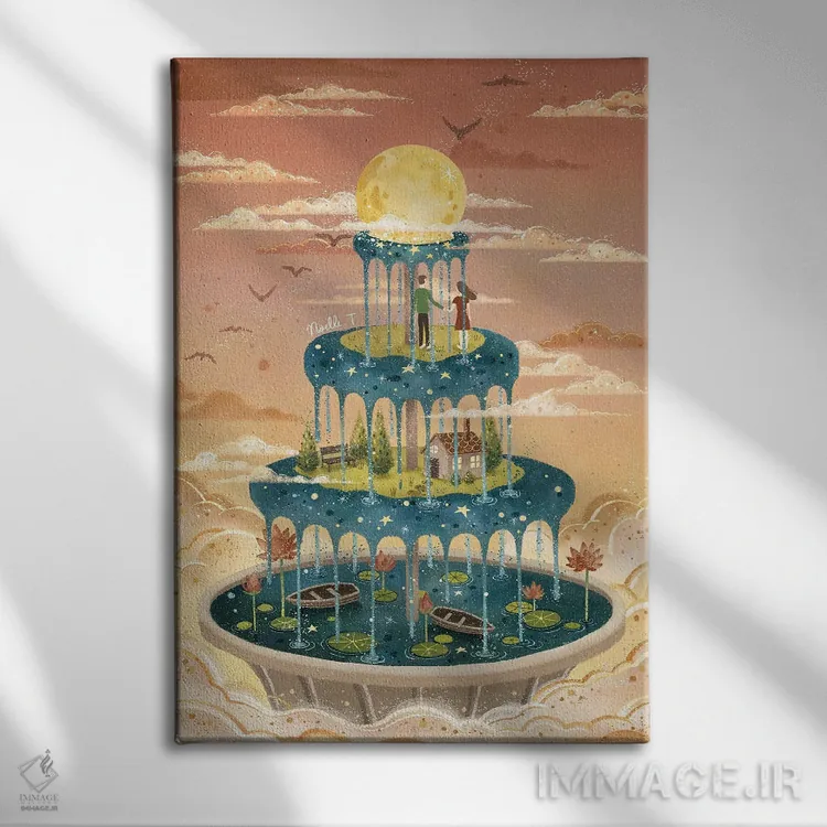 تابلو دکوراتیو فواره ماهتابی اثر نوئل. تی - نمای روبهرو روی دیوار