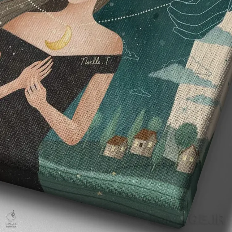 تابلو دکوراتیو هدیه ای از شب اثر نوئل. تی - نمای نزدیک بافت بوم