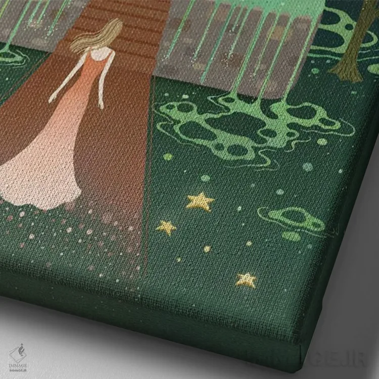 تابلو دکوراتیو حلقه ماه کامل اثر نوئل. تی - نمای نزدیک بافت بوم