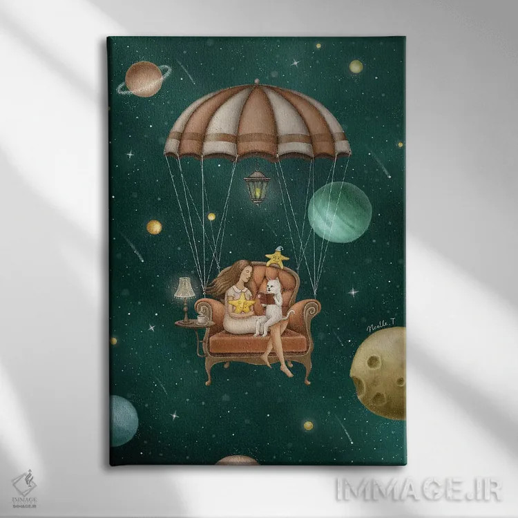 تابلو دکوراتیو زمان داستان اثر نوئل. تی - نمای روبهرو روی دیوار