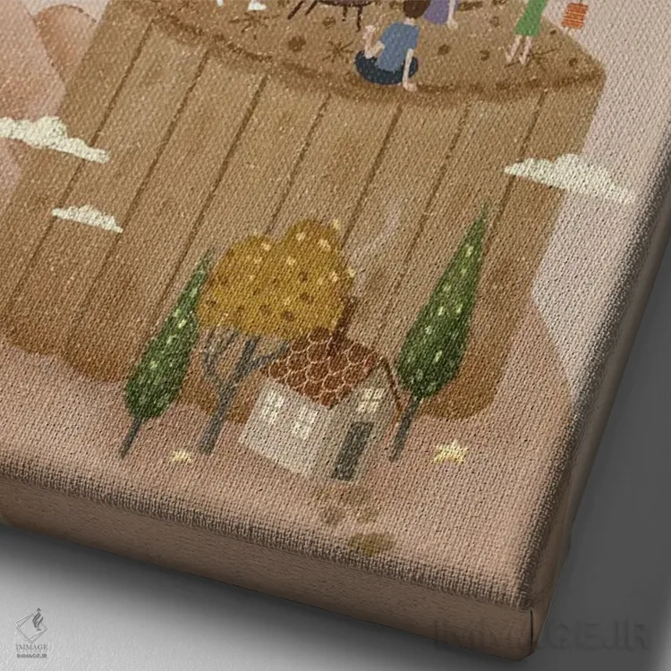 تابلو دکوراتیو جشن کیک ماه اثر نوئل. تی - نمای نزدیک بافت بوم