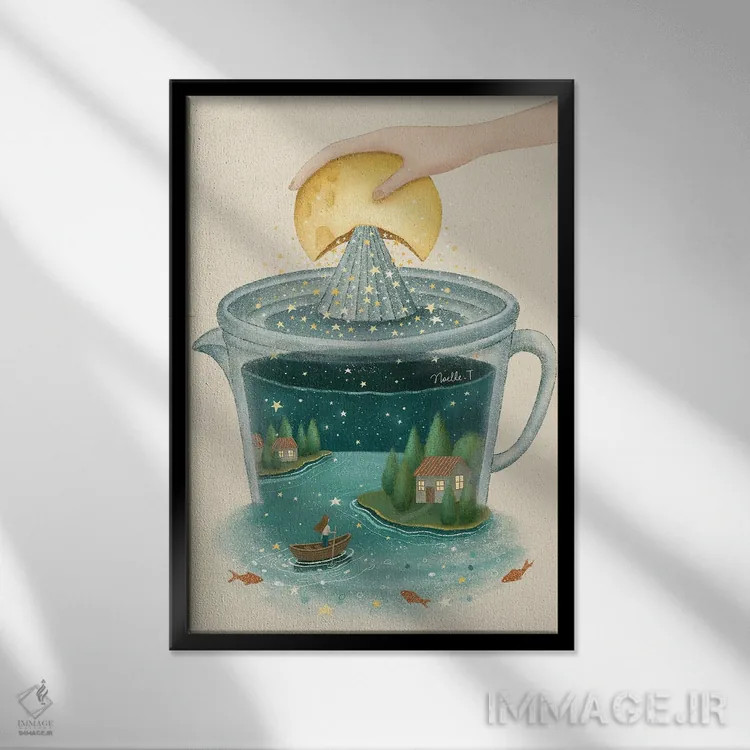 تابلو دکوراتیو ستارگان فرو افتاده اثر نوئل. تی - نمای قابدار مشکی