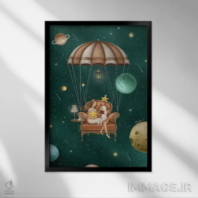 تابلو دکوراتیو زمان داستان اثر نوئل. تی - نمای قابدار مشکی