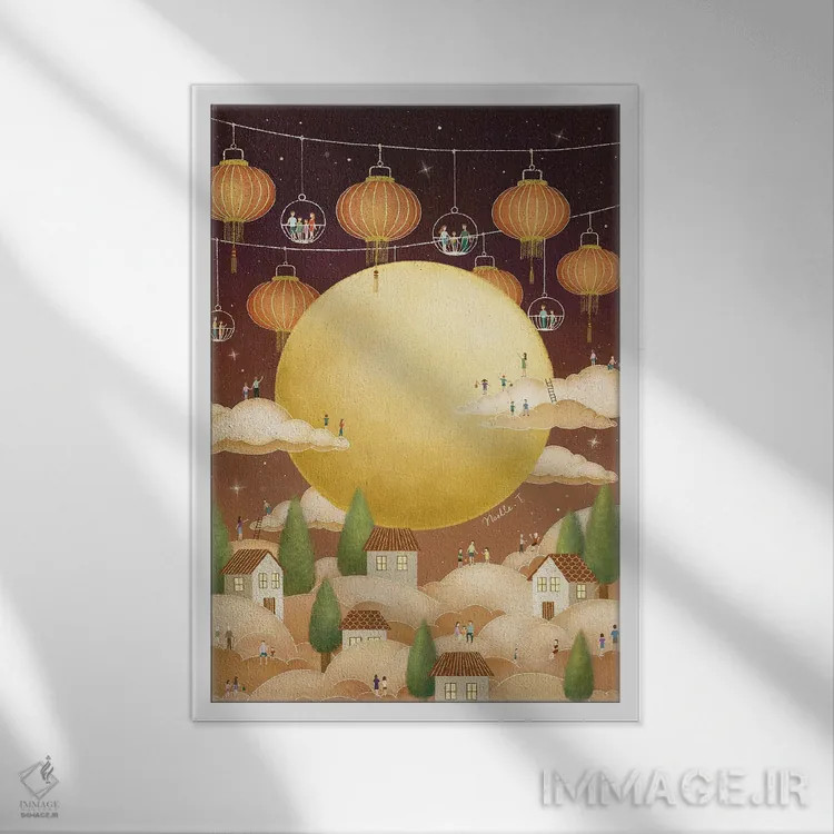 تابلو دکوراتیو جشن نیمه پاییز اثر نوئل. تی - نمای قابدار سفید