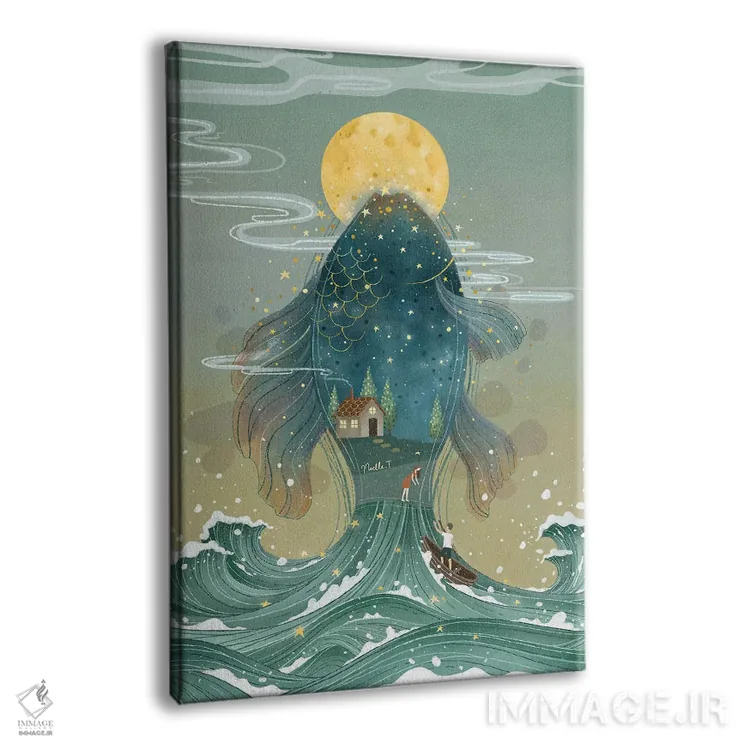 تابلو دکوراتیو امواج زیر ماه اثر نوئل. تی - نمای پرسپکتیو محصول