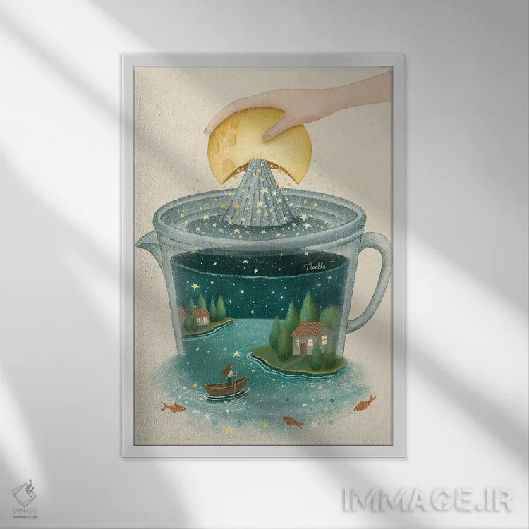 تابلو دکوراتیو ستارگان فرو افتاده اثر نوئل. تی - نمای قابدار سفید