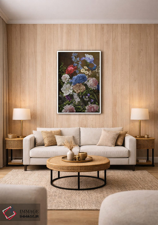 تابلو دکوراتیو دسته گل در آبی اثر نه نه توماس - D1W