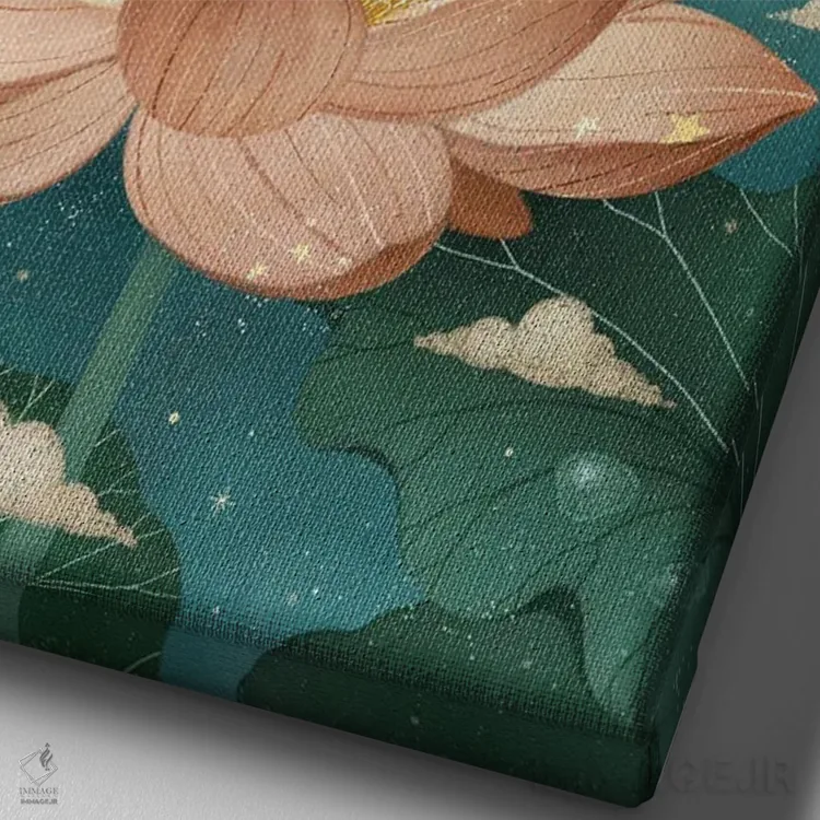 تابلو دکوراتیو افسانه نیلوفر آبی اثر نوئل. تی - نمای نزدیک بافت بوم