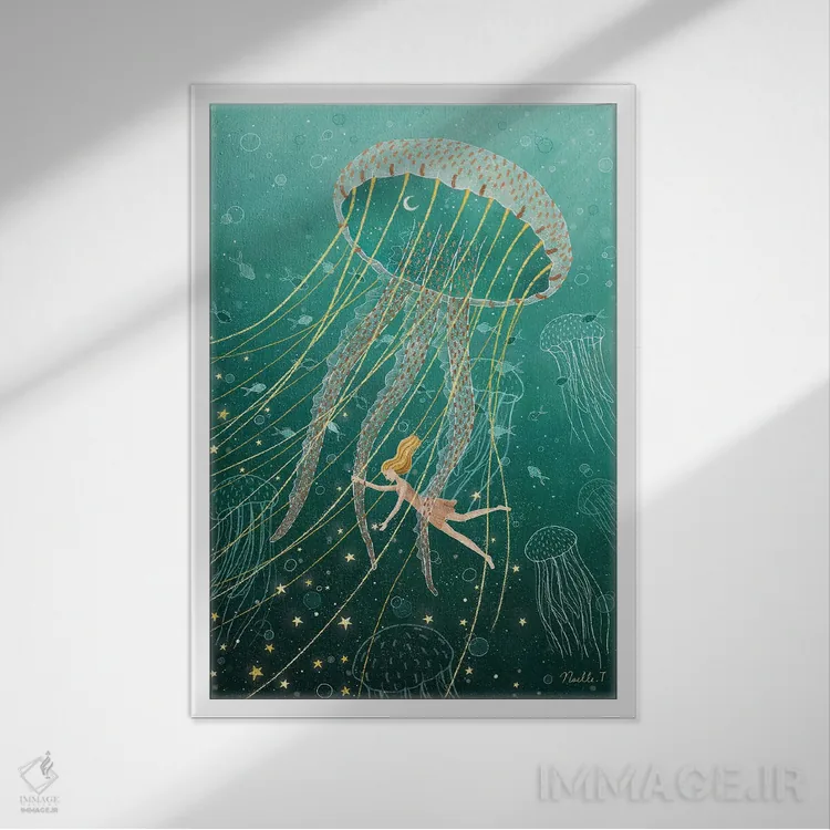 تابلو دکوراتیو خواب دیدن در اقیانوس اثر نوئل. تی - نمای قابدار سفید