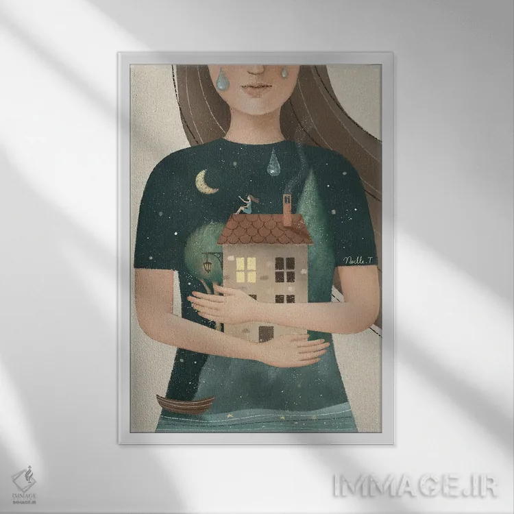 تابلو دکوراتیو من با تو هستم اثر نوئل. تی - نمای قابدار سفید