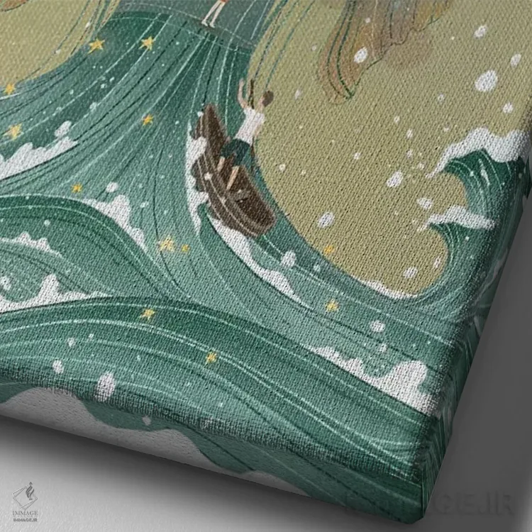 تابلو دکوراتیو امواج زیر ماه اثر نوئل. تی - نمای نزدیک بافت بوم