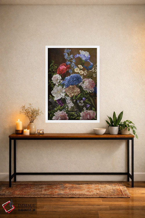 تابلو دکوراتیو دسته گل در آبی اثر نه نه توماس - D3W