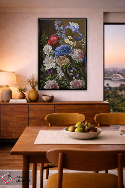 تابلو دکوراتیو دسته گل در آبی اثر نه نه توماس - D5B