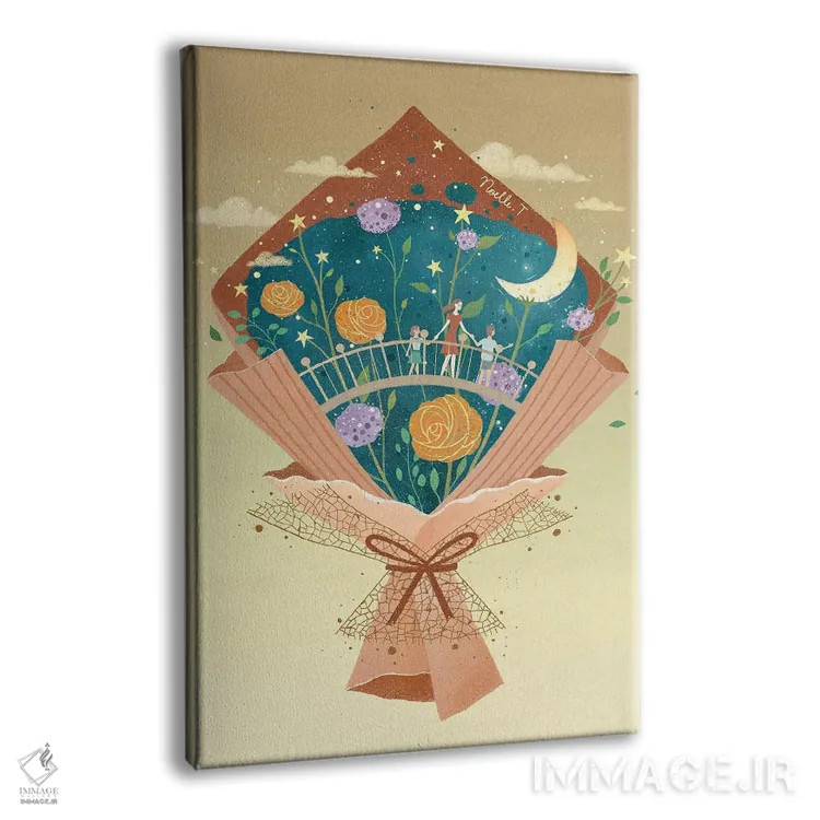 تابلو دکوراتیو دسته گل روز مادر اثر نوئل. تی - نمای پرسپکتیو محصول