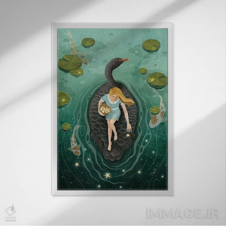 تابلو دکوراتیو بر فراز قوی سیاه اثر نوئل. تی - نمای قابدار سفید