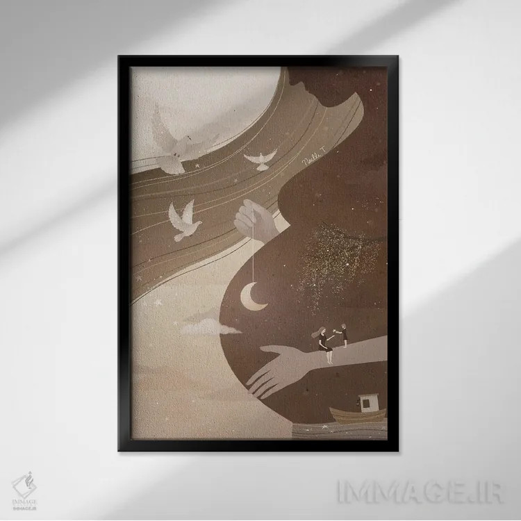 تابلو دکوراتیو رویای یک مادر اثر نوئل. تی - نمای قابدار مشکی