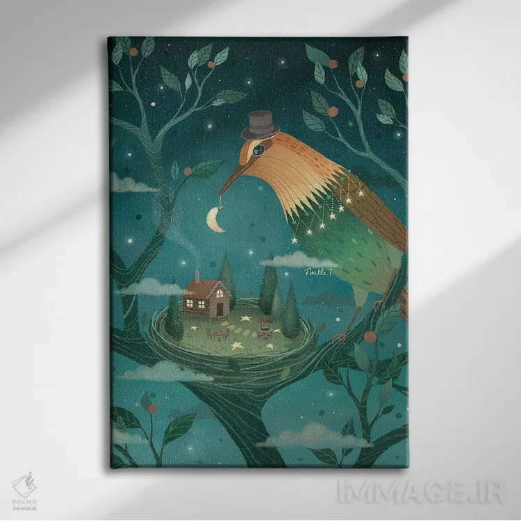 تابلو دکوراتیو آشیانه ای از رویاها اثر نوئل. تی - نمای روبهرو روی دیوار