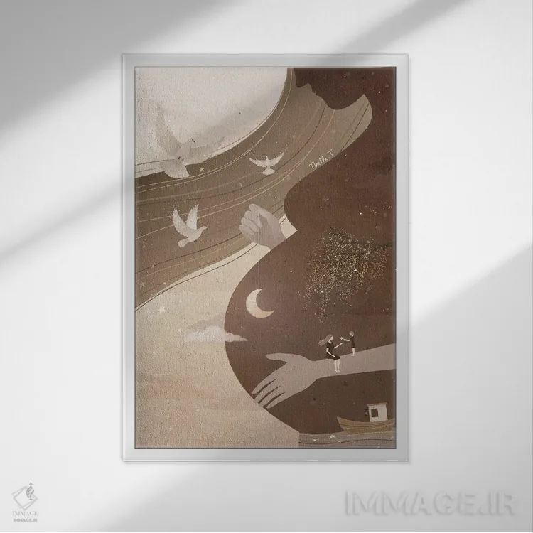 تابلو دکوراتیو رویای یک مادر اثر نوئل. تی - نمای قابدار سفید