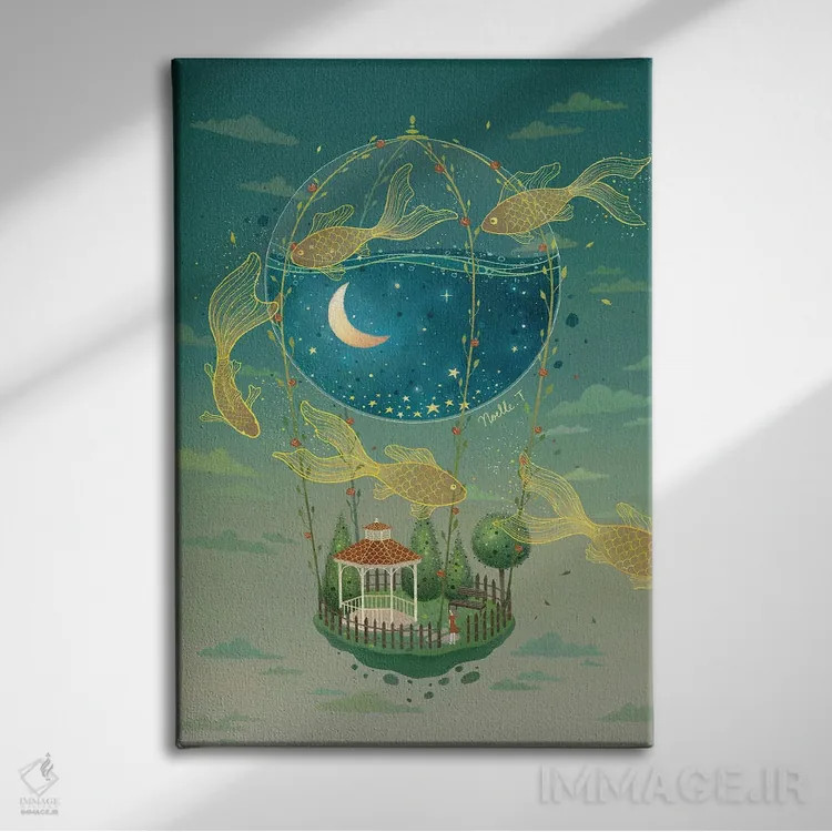 تابلو دکوراتیو باغ مهتابی اثر نوئل. تی - نمای روبهرو روی دیوار